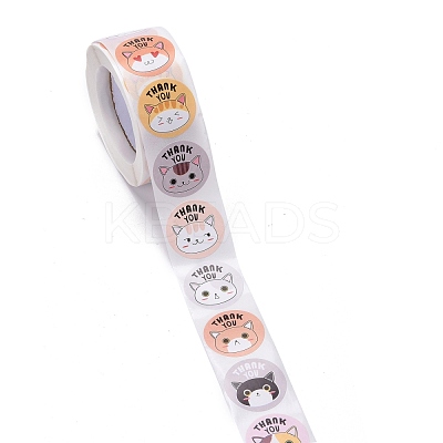 Flat Round Paper Thank You Stickers DIY-C042-12A-1