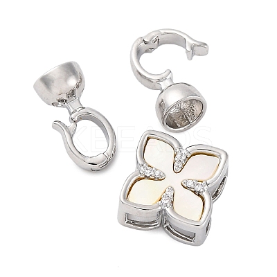 Brass Micro Pave Clear Cubic Zirconia Fold Over Clasps KK-P291-10P-1