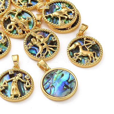 Brass Micro Pave Clear Cubic Zirconia Pendants KK-L266-03G-1