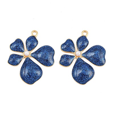 304 Stainless Steel Enamel & Glitter Powder & ABS Plastic Pearl Pendants STAS-G398-23G-01-1