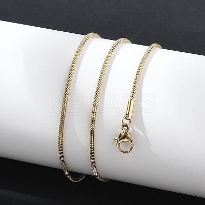 Ion Plating(IP) 304 Stainless Steel Round Snake Chain Necklace for Women NJEW-G097-01G-1