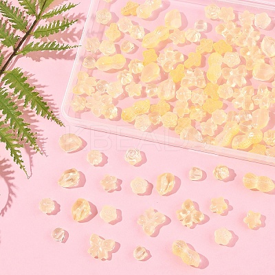 120Pcs 8 Styles Transparent Spray Paint Glass Beads GLAA-FS0002-28-1