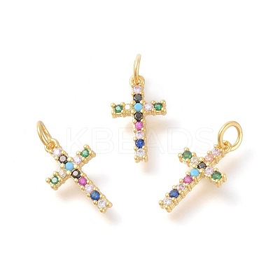 Brass Micro Pave Cubic Zirconia Pendants X-ZIRC-F106-01G-1