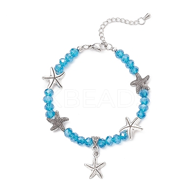4Pcs Ocean Series Zinc Alloy Charm Bracelets BJEW-JB11899-1