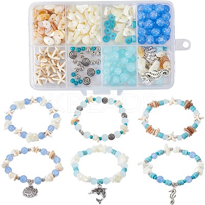 DIY Natural Ocean Shell Stackable Bracelet Making Kit DIY-SC0024-31-1