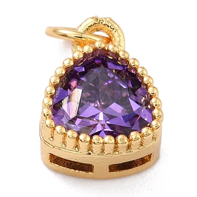 Real 18K Gold Plated Brass Inlaid Cubic Zirconia Charms ZIRC-L100-076G-1