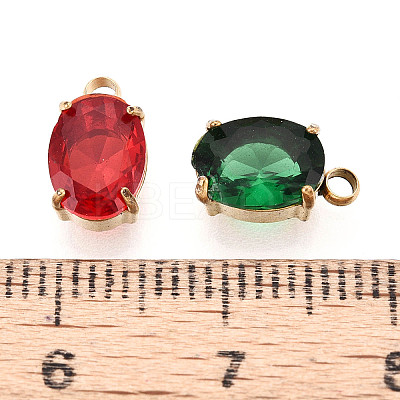 304 Stainless Steel and Cubic Zirconia Pendants STAS-T071-09M-G-1