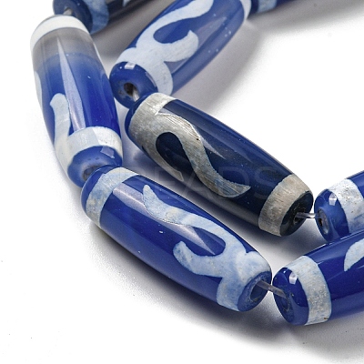 Blue Tibetan Style dZi Beads Strands TDZI-NH0001-B07-01-1