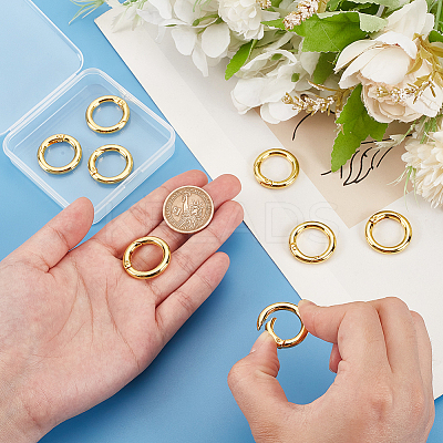 Rack Plating Brass Spring Gate Rings KK-UN0003-05A-1