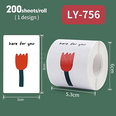 200Pcs Rectangle with Flower Here for You Theme Paper Self-Adhesive Stickers AJEW-S084-02D-1