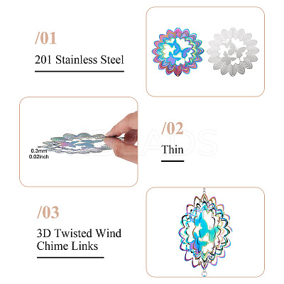 2Pcs 2 Colors 201 Stainless Steel Connector Charms/Links STAS-TA0005-69-1
