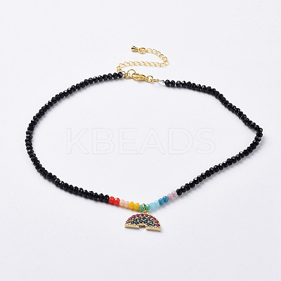 Glass Beads Pendants Necklaces NJEW-JN02562-02-1