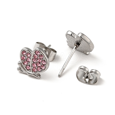 Rhinestone Butterfly Stud Earrings with 316 Surgical Stainless Steel Pins EJEW-A081-14P-1