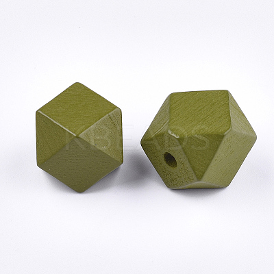 Painted Natural Wooden Beads WOOD-Q040-017A-05-1