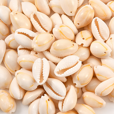 100Pcs Natural Cowrie Shell Beads BSHE-LT0001-03A-1