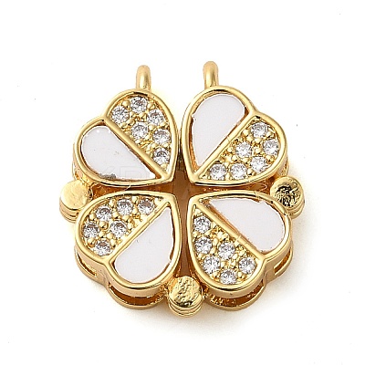 Brass Micro Pave Clear Cubic Zirconia with Acrylic Pendants KK-G483-04G-1