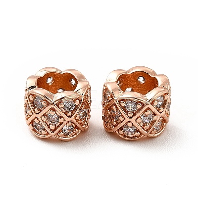 Rack Plating Brass Micro Pave Clear Cubic Zirconia European Beads KK-C010-57-1