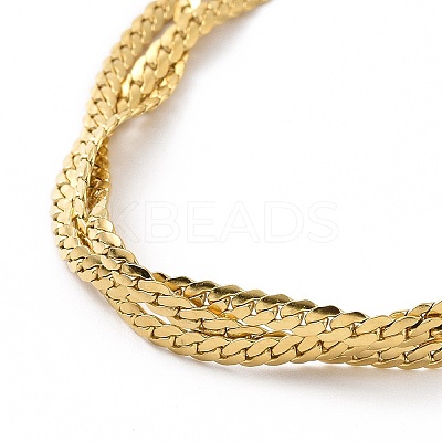 304 Stainless Steel Braided Cuban Link Chain Bracelet for Women LS-BJEW-P286-03G-1