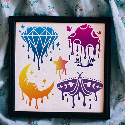 1Pc Melting Theme PET Hollow Out Drawing Painting Stencils DIY-MA0003-95A-04-1