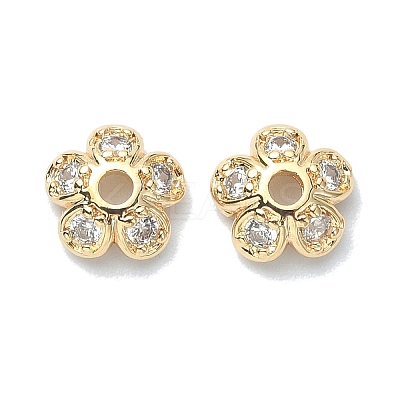 Brass Micro Pave Cubic Zirconia Bead Cap KK-A194-03G-1