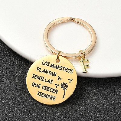 201 Stainless Steel & Brass Letter Keychain KEYC-YW00095-06-1