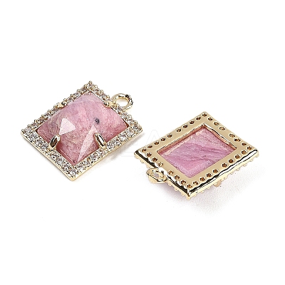 Natural Rhodonite Faceted Rectangle Pendants G-I375-05G-03-1
