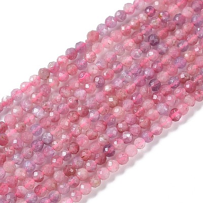 Natural Pink Tourmaline Beads Strands X-G-N342-33-1