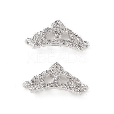 Brass Micro Pave Clear Cubic Zirconia Connector Charms KK-E068-VB046-1
