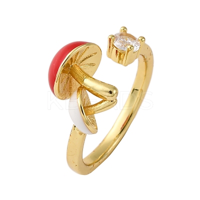 Brass Micro Pave Cubic Zirconia Open Cuff Rings for Women RJEW-U057-26G-01-1