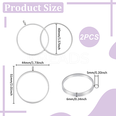 2Pcs 304 Stainless Stee Locket Pendants STAS-UN0064-12P-1