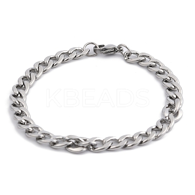 Tarnish Resistant Unisex 304 Stainless Steel Curb Chain/Twisted Chain Bracelets STAS-D0002-40P-1