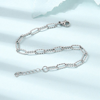 4MM 304 Stainless Steel Textured Paperclip Chain Bracelets for Man and Women SA-CBAB767-08P-1