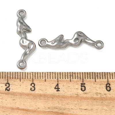 Anti-Tarnish 304 Stainless Steel Textured Irregular Stick Connector Charms STAS-Q334-63P-1