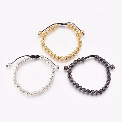 Electroplated Natural Lava Rock Braided Bead Bracelets BJEW-O162-H-1