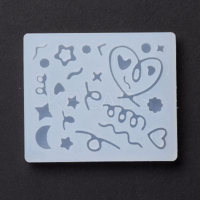 Line & Flat Round & Heart & Star & Flower & Moon Filling Silicone Molds X-DIY-M029-08-1