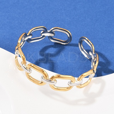 304 Stainless Steel Cuff Bangles for Women BJEW-G757-04GP-1