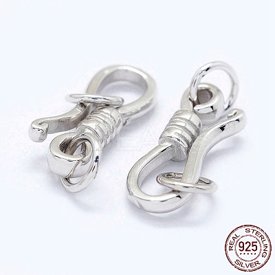 Anti-Tarnish Rhodium Plated 925 Sterling Silver S-Hook Clasps LS-STER-I016-120C-P-1