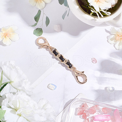 1Pc Black PU Leather Alloy Crub Chain Purse Strap Extenders for Purse Making PURS-CL0001-10B-1
