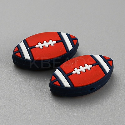 Rugby Food Grade Eco-Friendly Silicone Focal Beads LS-SIL-WH0013-52B-1