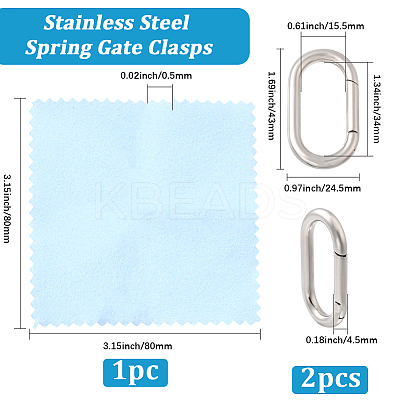 2Pcs Stainless Steel Spring Gate Clasps FIND-BBC0004-49-1