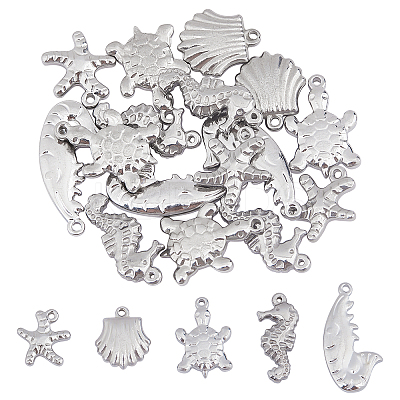 20Pcs 5 Style 201 & 304 Stainless Steel Charms STAS-UN0029-47-1