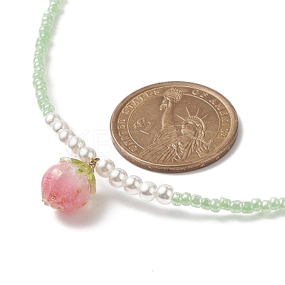 Resin Flower Bud Pendant Necklaces NJEW-JN04153-1