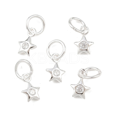 925 Sterling Silver Pave Clear Cubic Zirconia Charms STER-A049-08D-S-1