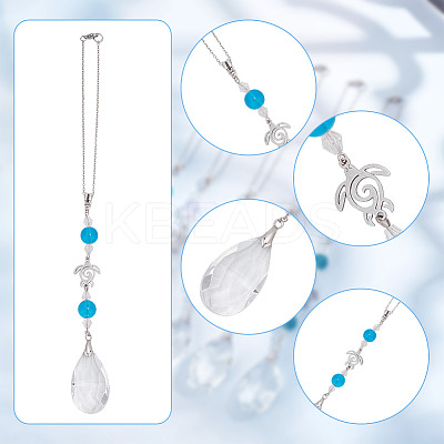 Glass Teardrop Pendant Decoratoins HJEW-AB00620-1