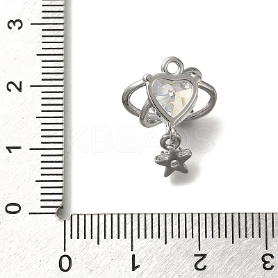 Rack Plating Brass Micro Pave Cubic Zirconia Pendants KK-M014-14P-1