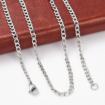Non-Tarnish 201 Stainless Steel Curb Chains Necklaces NJEW-R063-39P-1