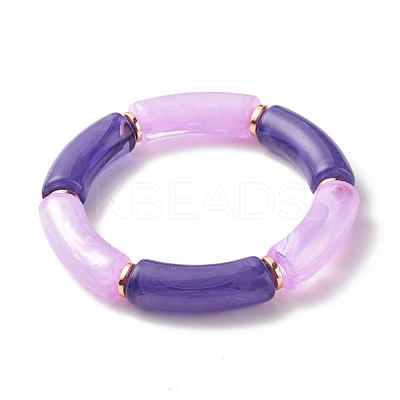 Acrylic Tube Beaded Stretch Bracelets BJEW-JB07762-03-1