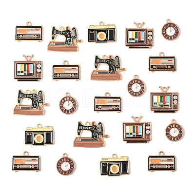 25Pcs 5 Styles Alloy Enamel Pendants ENAM-FS0003-14-1
