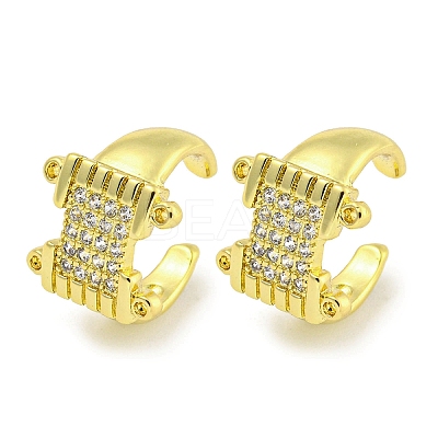 Brass Micro Pave Cubic Zirconia Cuff Earrings EJEW-C104-034G-1