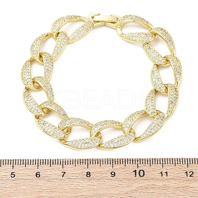 Brass Micro Pave Clear Cubic Zirconia Curb Chain Bracelets for Women BJEW-A034-04B-G-1